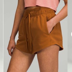 Lululemon inner glow high rise shorts 3” French terry copper brown